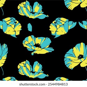 Floral hand drawing composition.Modern geometric flower pattern. Retro Scandinavian style.