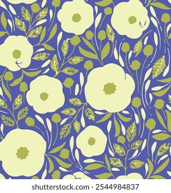 Floral hand drawing composition.Modern geometric flower pattern. Retro Scandinavian style.