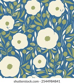 Floral hand drawing composition.Modern geometric flower pattern. Retro Scandinavian style.