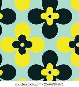 Floral hand drawing composition.Modern geometric flower pattern. Retro Scandinavian style.