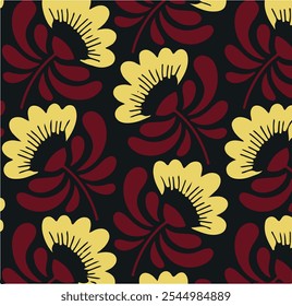 Floral hand drawing composition.Modern geometric flower pattern. Retro Scandinavian style.