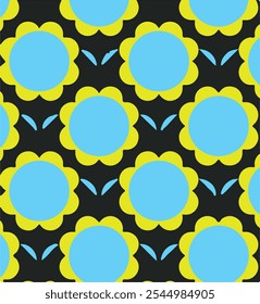Composición floral del dibujo de la mano. Modelo geométrico moderno de la flor. Estilo escandinavo retro.