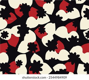 Floral hand drawing composition.Modern geometric flower pattern. Retro Scandinavian style.