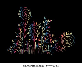 Floral hand drawing illustration.Decorative style