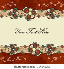 Floral hand drawn background. Template design for birthday card.