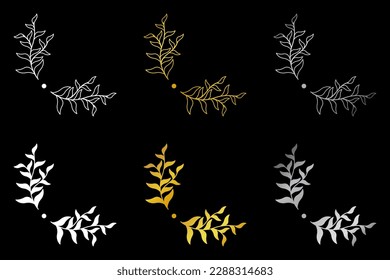 Floral hand drawn border. Wedding card design element.