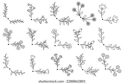 Borde dibujado a mano floral. Elemento de diseño de tarjeta de matrimonio.
