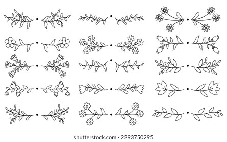 Floral hand drawn border. Wedding card design element.