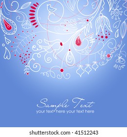 Floral hand drawn Christmas background