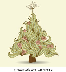 Floral hand drawn Christmas Card, EPS10 Vector background