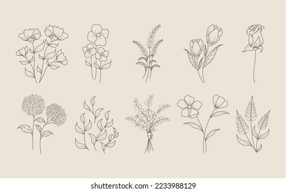 Elementos de diseño de mano floral