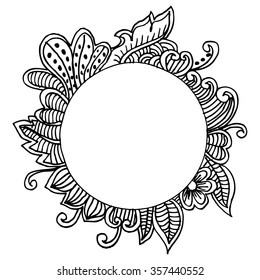  Floral hand drawn doodle frame.
