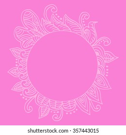  Floral hand drawn doodle frame. Hand drawing illustration.