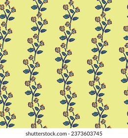 Floral Hand Drawn Doodle Vibrant Colors Background Pattern