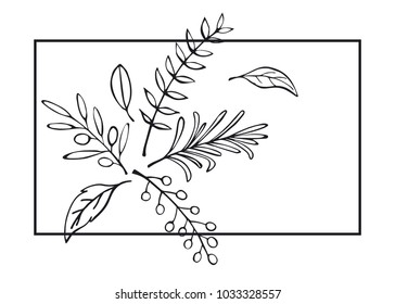 floral hand drawn farmhouse style outlined twigs card