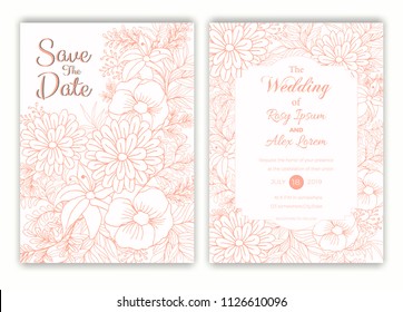Floral hand drawn frame for a birth day invitation