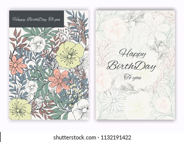 Floral hand drawn frame for a birth day invitation