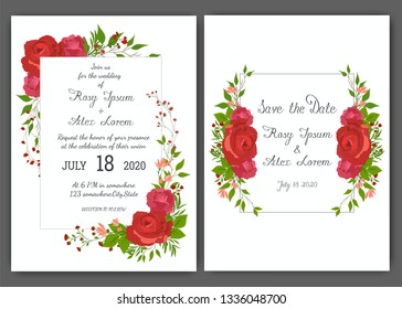Floral hand drawn frame for a wedding invitation