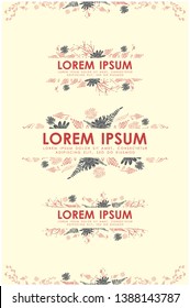 floral hand drawn frames and scroll elements.