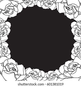 Floral hand drawn illustration. Abstract monochrome  nature illustration with plants, flowers. 