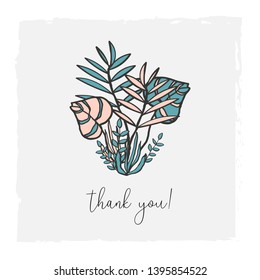 floral hand drawn illustration for invitation, greeting card, wedding, birthday, etc