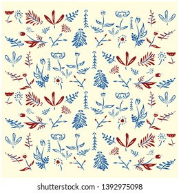 floral hand drawn  luxury postcard concept.