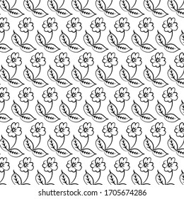 patrón dibujado a mano floral sobre fondo blanco.Ilustración vectorial