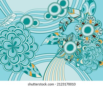 Floral hand drawn pattern with ornamental elements