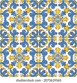 Floral hand drawn portuguese azulejos. Vector seamless patterns Grey abstract background for web backdrop, print, pillows, surface texture, wallpaper.