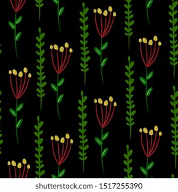 Floral hand drawn seamless pattern. Multicolor flowers in scandinavian style. flat hand drawn backdrop. Spring holidays presents and gifts wrapping paper,For textiles, packaging, fabric, wallpaper. 
