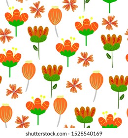 Floral hand drawn seamless pattern. Multicolor flowers in scandinavian style. flat hand drawn backdrop. Spring, summer holidays presents and gifts wrapping paper,For textiles, packaging, fabric, 