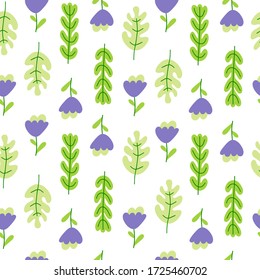 Floral hand drawn seamless pattern. Floral design for wrapping paper, fabrics, covers and cards. Vector illustration.