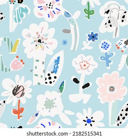 Floral hand drawn seamless pattern. Vector