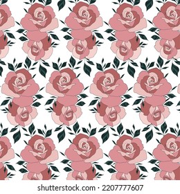 floral hand drawn seamless pattern pink roses