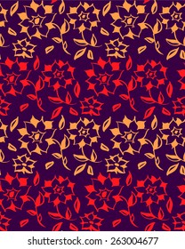 Floral hand drawn seamless pattern, vector illustration