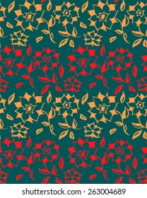 Floral hand drawn seamless pattern, vector illustration