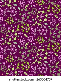 Floral hand drawn seamless pattern, vector illustration