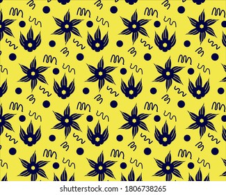Floral hand drawn seamless repeat pattern