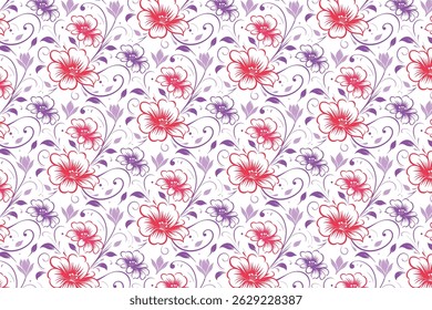 floral hand drawn seamless sketch design, cotton flower outline textile print, modern one line fashion pillow texture, wrapping paper stylish pattern art, home textile fabric trend

