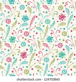Floral hand drawn seamless texture. Template for design textile, backgrounds, covers, wrapping paper, package