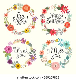 Floral hand drawn set. Vector illustration