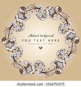 Floral hand drawn vector border. Nature elements and objects  illustration. Frame design.