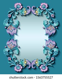 Floral hand drawn vector border. Nature elements and objects  illustration. Frame design.