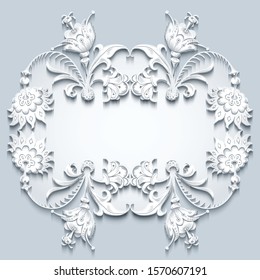 Floral hand drawn vector border. Nature elements and objects  illustration. Frame design.