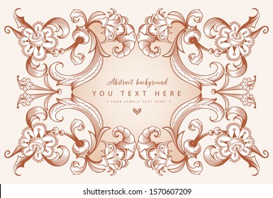 Floral hand drawn vector border. Nature elements and objects  illustration. Frame design.