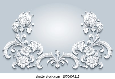 Floral hand drawn vector border. Nature elements and objects  illustration. Frame design.