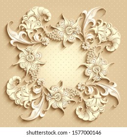 Floral hand drawn vector border. Nature elements and objects  illustration. Frame design.