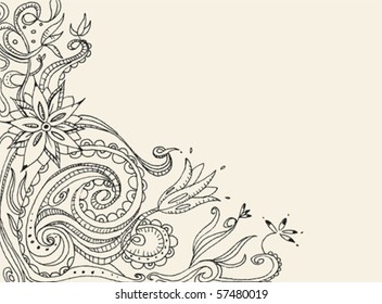Floral hand drawn vector card