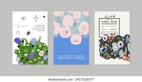 Tarjetas vectoriales dibujadas a mano floral