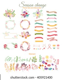 Floral hand drawn vector set. Vector illustration.